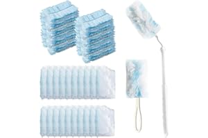 Jogoico Piumino Cattura Polvere compatibili con Swiffer Duster 20 Pezzi Piumini Catturapolvere con 1 Manico + 1 Manici Telescopici, Piuminio Ricambi Kit per Scuola Ufficio Casa