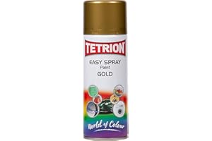 Tetrion Gold Spray Paint 400ml - Quick-dry for Wood, Metal, Ceramic & Plastic - Durable Finish, DIY Projects