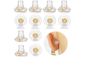 Ruzister 12 Stück Gold hypoallergener Silikon-Ersatz für Ohrstecker/hängende Ohren, Silikon-Ohrring-Ersatz für Ohrstecker/hängende Ohren, hypoallergene Ohrring