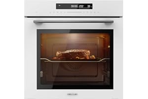 Cecotec Four encastrable 60cm Bolero Hexa SM406000 Glass White A+. 2900W, 72L, 12 Fonctions, Steak Master, Pizza Master, Steam Assist, Steam EasyClean, Mode Eco, Décongélation, Minuterie électronique
