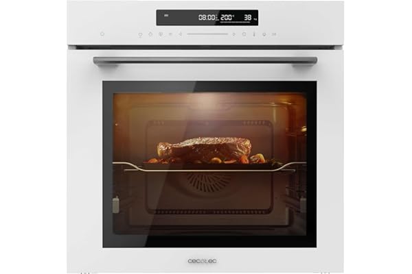 Cecotec Four encastrable 60cm Bolero Hexa SM406000 Glass White A+. 2900W, 72L, 12 Fonctions, Steak Master, Pizza Master, Steam Assist, Steam EasyClean, Mode Eco, Décongélation, Minuterie électronique