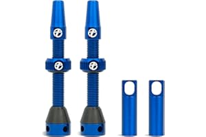 Thinvik Válvula Presta Tubeless 48mm - Kit de válvulas ultraligeras para neumáticos Tubeless - 2 válvulas Presta Tubeless con tapón de aleación de Aluminio y Herramienta extraenúcleos (Azul Aurora)