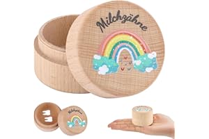 Celiodd Zahndose Milchzähne Milchzahndose Aus Holz Milchzahndose Mädchen Regenbogen Mit Kinderfreundlichem UV-Druck Zahndose für Tauf- Und Geburtstagsgeschenke für Frischgebackene Eltern