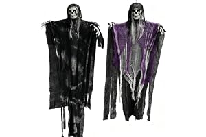 SHUOHONG 2 st Halloween naturlig storlek skelett dekorationer | Halloween-dekorationer 110 cm och 85 cm detaljerade och realistiska skelett för trädgårdsdekorationer, inomhus, fest hus