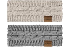 CHALIER COZY 2 Pcs Fascia Capelli Invernale Donna All'uncinetto Caldo Inverno Fasce in Maglia per Capelli Donne Cerchietto Ragazze Turbante Lavoro Lo Shopping Sci Corsa