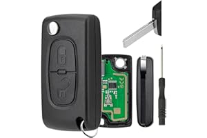 GZXNKEY ASK 433MHZ 2 Buttons CE0536 Remote Key Fob For Peugeot 207 307 308 Key for Citroen C2 C3 C4 Picasso Remote Control key Fob with HU83 Blade Screwdriver Key Ring