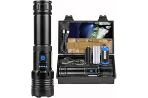 ZEUSFIRE Lampe Torche LED Ultra Puissante, 1000000 Lumens Lampe Lorche LED Rechargeable, Longue Durée, 7 Modes & IPX6 Étanche Lampe Torche Tactique Idéal Pour Camping, Marche, Pêche, L’urgence
