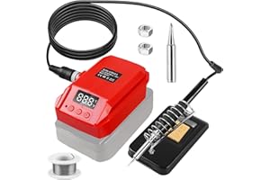 Asfrode Saldatore per Einhell, batteria agli ioni di litio da 18 V, 60 W, LCD, temperatura regolabile 180 – 480 °C, saldatore cordless con filo di saldatura, 50 g, supporto per saldatore portatile per