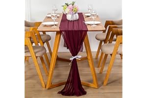 YUNSHANGHE Modern Chiffon Table Runner, 70 x 300 cm, Washable Tablecloth, Wedding Decorative Fabric Table Runner, Table Decoration for Wedding, Birthdays, Communion (Wine Red)