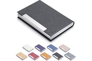 MAZYPO Business Card Holders for Men Women,PU Leather Card Holder,Stainless Steel Business Name Card Case,Credit Card Wallet Holder,Slim Metal Pocket Card Holder with Magnetic Shut