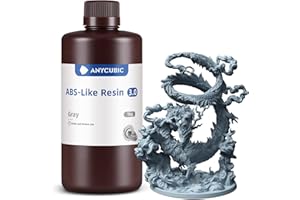 ANYCUBIC ABS-Like Resin 3.0, Resina para Impresora 3D con Excelente Dureza y Tenacidad, Alta Precisión, Bajo Olor 405 nm Resina Curable para Impresoras 3D de Resina, Gris, 1000g