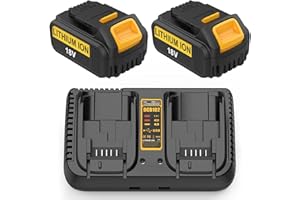 Energup 2 Piezas 18V 5.0Ah Batería con Cargador Repuesto para DeWalt 18V Batería DCB184 DCB182 DCB180 DCB181 DCB200 DCB205