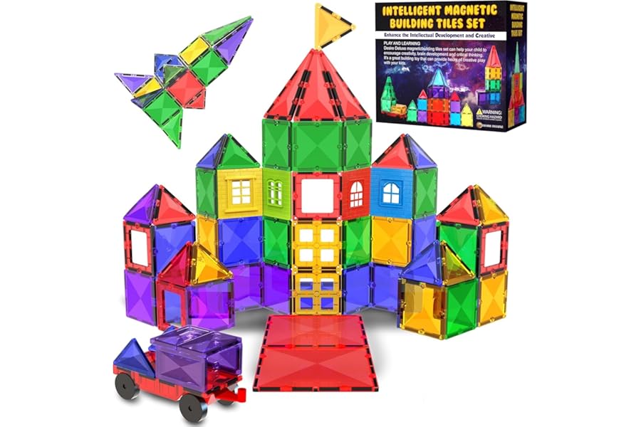 Desire Deluxe Magnetic Building Blocks Tiles STEM Toy Set 57PC – Kids Learning Educational Construction Toys for Boys Girls Present Age 3 4 5 6 7 Year Old - Gift