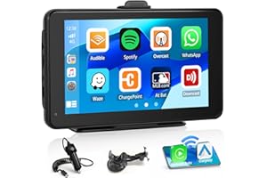 Hikity Bezprzewodowy wyświetlacz Apple Carplay i Android Auto, przenośny bezprzewodowy wyświetlacz HD IPS CarPlay z zestawem głośnomówiącym AirPlay Bluetooth w czasie rzeczywistym, nawigacja Siri AUX