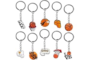 Simsky Portachiavi da Basket per Bambini, Ciondoli a Forma di Cartone Animato da 10 Pezzi con Ciondoli da Gioco, Borse per Feste di Compleanno per Bambini, Borse per la Scuola e Decorazioni per Borse