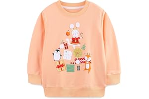 WinZero Little Girls Sweatshirt Cotton Crew Neck Toddler Christmas Jumper Long Sleeve Pullover Tops for Kids 2-7 Years Children Clothes