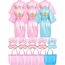 Kit Fête Spa Pour Filles TESIN 24 Pièces | 6 Peignoirs, Masques, Bandes, Sacs | Rose Rouge Anniversaire Pyjama Party