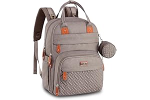 BabbleRoo Wickeltasche Rucksack – Große Kapazität, 17 Taschen, Wasserabweisend – mit Wickelauflage, abnehmbarem Schnullerhalter, Kinderwagengurten – Reiserucksack für Mama & Papa