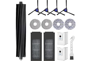 JEGEHOYO Kit d'accessoires pièces pour ECOVACS DEEBOT X2 Omni aspirateur robot. 1 brosse principale à rouleau, 2 filtres HEPA, 4 tampons vadrouille, 4 brosses latérales, 3 sacs poussière, 1 brosse (14 pièces)