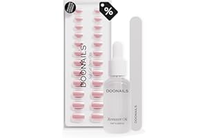 ‎DOONAILS Doonails - Press Ons Starter Set – 7-Minuten Maniküre mit Jet Set Extra Kurz Eckig inkl. Feile & Entferner-Öl - Soft Gel Nägel für natürliches Tragegefühl & einfache Anwendung