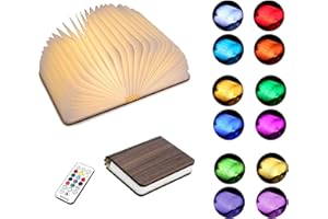 SANOTO Lampada Libro LED Pieghevole - 12 Colori Dimmerabile a Forma di Libro, Timer USB Ricaricabile - Decorazioni Casa, Idea Regalo Originale per Lei/Genitori/Bambini/Amica