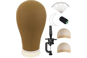 MapofBeauty 50 cm płótno z blokiem głowa peruka z podstawką do robienia peruki, manekin, głowa, stylizacja (jasnobrązowa)