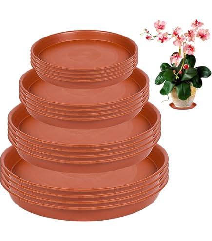 BESTonZON Onderzetters Voor Planten – 4 Stuks Kunststof Plantenbakken, Waterdruppelbak 30,5 X 13,5 Cm Voor Bloempotten