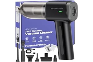 Bemkia Aspirateur à Main,21000Pa Aspirateur Voiture Puissant sans Fil,2 in 1 2 Vitesses Mini Aspirateur de Table pour Poils d'animaux,Voiture,Maison-Noir