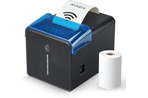 MUNBYN WLAN Belegdrucker, 80mm POS-Drucker mit USB-/LAN-/seriellen Anschlüssen, öl- und spritzwassergeschützter Abdeckung, Wandhalterung, Thermodrucker kompatibel mit Windows Mac Chromebook Linux