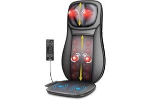 Snailax Back Massager with Heat, Shiatsu Massager Chair Full Body, Deep Kneading Rolling Massage Chair Pad, Neck Back Massage Seat with Height Adjustment, Gifts for Men Women