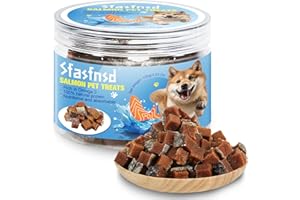 SFASFNSD Golosinas de Salmón,Premios de Adiestramiento para Perros,Snacks Naturales de Salmón Bajo en Grasa para Perros,Rico en Omega 3 3.53oz
