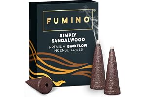 Fumino® Simply Sandalwood Fresh Backflow Rökelsekoner 15 st per ask – Masala Agarbatti joss-doft för avslappning och meditati