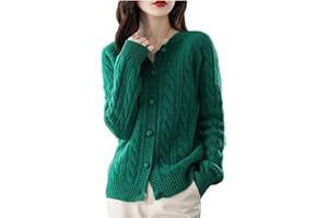 VOGRTCC Suéter Tipo Cárdigan Tejido De Lana con Botones Y Manga Larga para Mujer