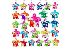 VICTGAME 30 pcs Rainbow Classroom Studenti Premio regalo e bomboniere per feste di compleanno, Mini Pop Tartaruga Fidget Portachiavi Bolla presente per bambini Ragazzi Ragazze