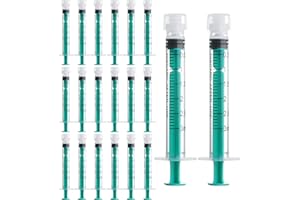 JIBENGAO 20 Stück 3ml Spritzen, Einzeln Verpackt, PlastikSpritze Ohne Nadel, Luer Lock Spritze für Wissenschaftlich Labore, Tierfütterung, Measuring Liquids und Feine Dosierungen, Messspritze