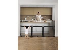 Derimkcoa Barrière de Sécurité Enfants pour Cheminée avec Porte 210 cm, 3 Pièces Barrière Escalier Pliable Bébé, Protection Enfants et Animaux, Grille de Sécurité pour Poêle