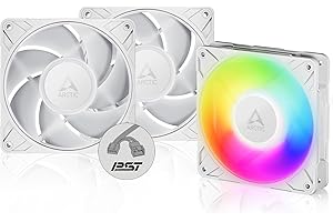 ARCTIC P12 Pro A-RGB (3 Stück) - Leistungsstarker Premium PC Lüfter, 120 mm PWM Case Fan mit Y-Kabelsplitter, 600–3000 rpm, 0 rpm <5% PWM, 5V Digital RGB, Hydrodynamisches Gleitlager, 4-Pin - Weiß