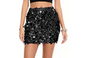 ZOOGOBEE Sequin Mini Skirt for Women Sparkly Bodycon Party Club Night Outfit Glitter Holiday Dinner Date Skirt Stretchy Travel Friendly Casual Dress