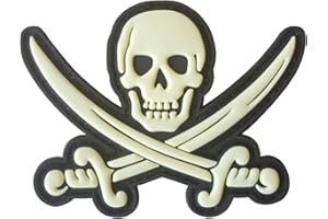 LEGEEON Calico Jack Skull Pirate Jolly Roger Morale Tactical ISAF PVC Rubber 3D Touch Fastener Patch