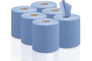 RelianceUK 18 Pack 2 Ply Blue Roll Paper Towel Kitchen Centre Feed Paper Rolls for Cleaning Heavy Duty Industrial Tissue Blue Rolls