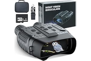 tkwser Jumelle Vision Nocturne,Vision Nocturne pour Adultes,Lunette Vision Nocturne IR de Chasse，7 q Niveaux IR 4X Zoom Numérique,avec Carte TF 32GB,2,31" TFT HD LCD pour