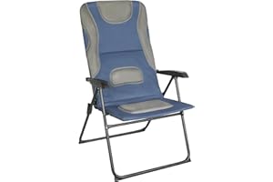 Homecall Silla de jardín plegable acolchada con respaldo de malla ajustable, azul y gris