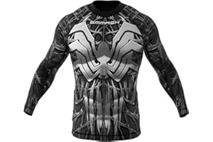SMMASH Camicia Funzionale Uomo Rashguard Camicia Sportiva A Maniche Lunghe MMA Thaibox Muay Thai Kickboxing Traspirante Resistente All'Abrasione