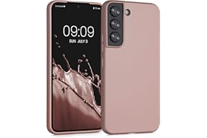 kwmobile Funda para Samsung Galaxy S22 Carcasa - Case TPU y Silicona Ultrafino - Antigolpes con Bordes elevados - Apto Carga inalámbrica - Oro Rosa Metalizado