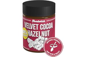 Foodwick Velvet Hazelnut Cocoa Spread – 320g Glass Jar – 80% Hazelnuts – No Added Sugar – Sweetened with Dates – Vegan – Dairy Free – No Palm Oil – No Additives – Healthy Chocolate Spread
