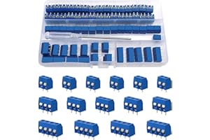 YIXISI 100 Pezzi PCB Morsetto, 5mm 2 Pin / 3 Pin / 4 Pin PCB Morsettiera a Vite, per Arduino DIY Project (85 x 2 pin, 10 x 3 pin, 5 x 4 pin, Blu)