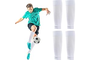 EUPSIIU 2 Pares Fútbol Espinilleras Calcetines, Mangas Protectoras de Pantorrillas, Calcetines de Fútbol para Espinilleras, Medias elásticas Calcetines, para Entrenamiento y Competición