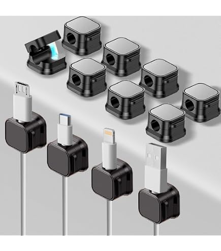 Kit 60 Fascette Autoadesive Per Gestione Cavi Da Scrivania, Supporto Con Base Antiscivolo, Per Ufficio E Casa