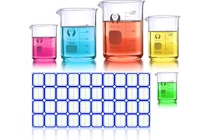 Wandefol 5 Pcs Béchers Verre Borosilicate, 5/10/25/50/100ml Bécher Gradué Expérimental avec Étiquettes pour Laboratoire, Chimie, Médecine