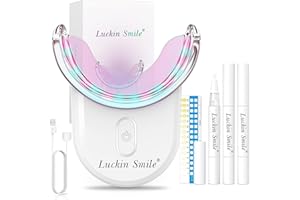 LUCKIN SMILE Kit Sbiancante Denti Professionale, LuckinSmile Kit Sbiancamento Denti, 3 * 3ml Gel Sbiancante per Denti, 2 Livelli Modalità Sbiancante, 32X Luce LED, Senza Sensibilità, Efficace e Sicuro